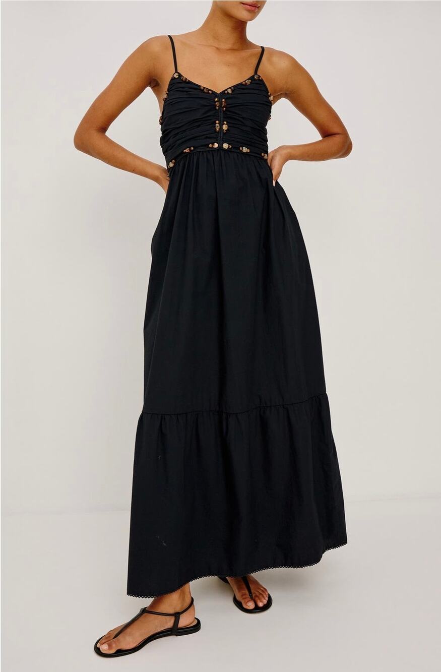 Rails Ivana Polished Stone Detail Cotton Maxi Dress M